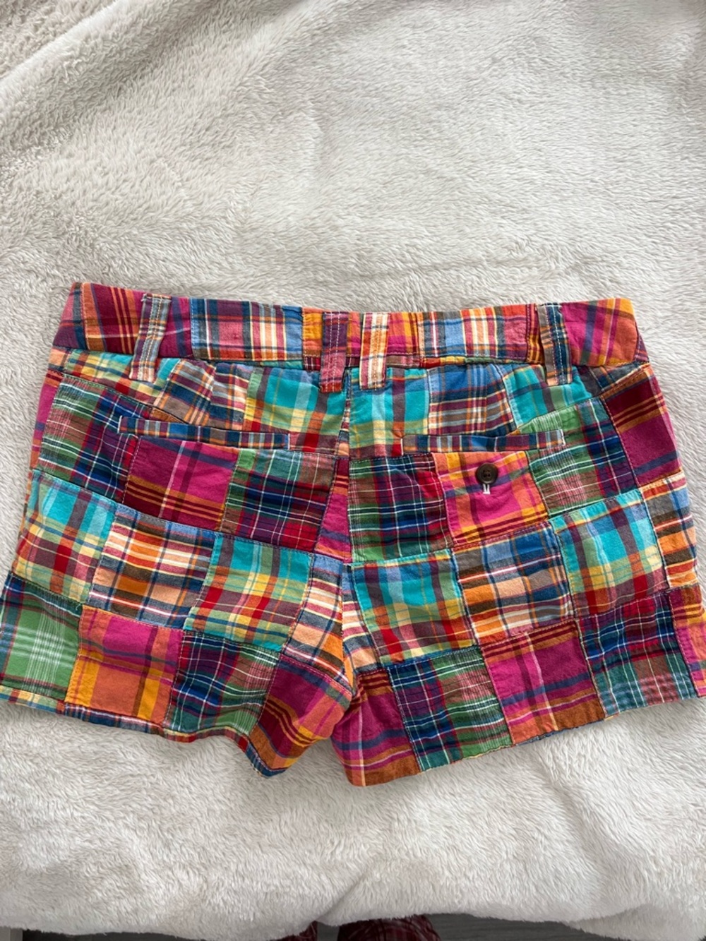 J.Crew City Fit Patchwork Madras Plaid Shorts Low Rise Size 6 Preppy Y2K - Picture 8 of 8